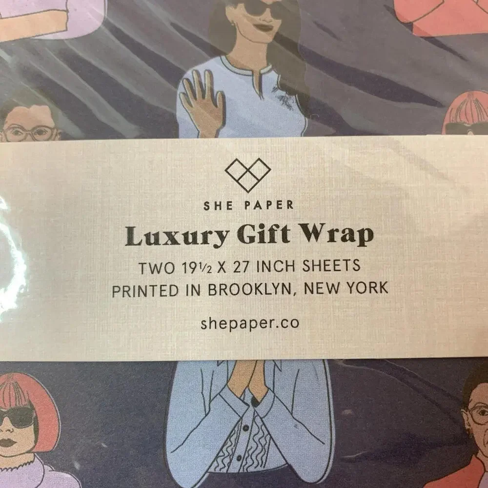 She Paper Boss Lady Luxury Gift Wrap RBG Martha Stewart 2 Sheets 19.5x27 New‎